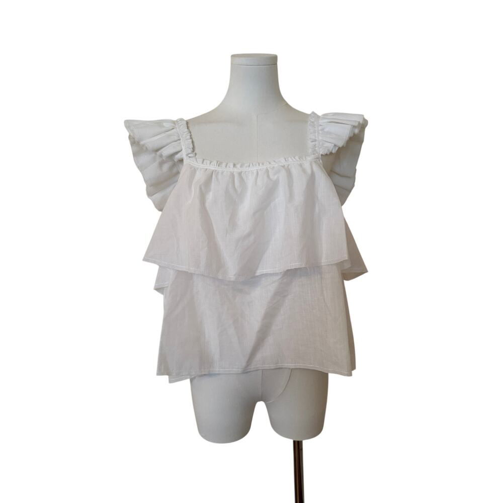 Aje NWOT White Off-or-on-shoulder Gauzy Cotton Top Pristine - 10